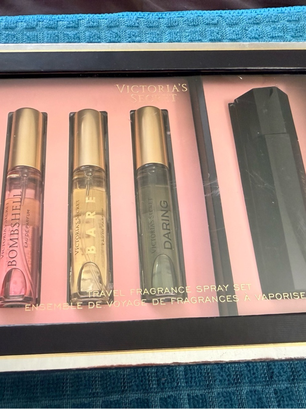 Victoria's Secret Travel Fragrance Spray Set - Pink, Gold, Green